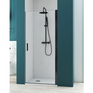 Ecrã de duche frontal 70cm perfil preto transparente