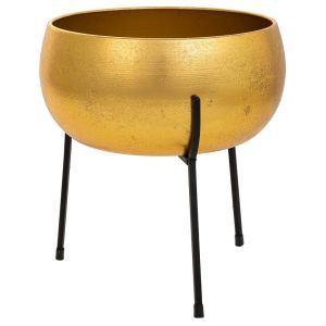 Vaso de flores com suporte em metal dourado 25x25x27,5