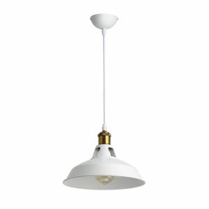 Luminária pendente vintage metal branco E27 para sala de jantar