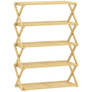 Sapateira dobrável 60x29x88 cm bambu color marrón Homcom