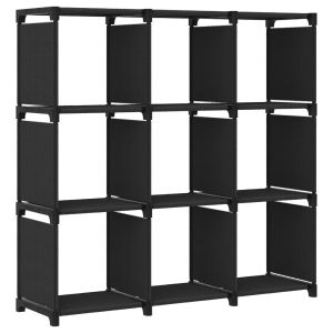 vidaXL estantería de 9 cubos de tela negro 103x30x107,5 cm