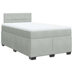 vidaXL cama box spring con colchón terciopelo gris claro 120x190 cm