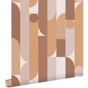 Estahome papel de parede formas geométricas castanho claro 50 x 900 cm