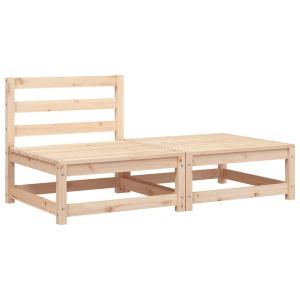 vidaXL sofá jardín sin reposabrazos con reposapiés madera maciza pino