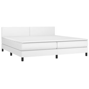 vidaXL cama box spring con colchón cuero sintético blanco 200x200 cm