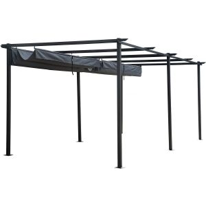 Pérgola metálica com teto retrátil - 3 x 6 m - antracite