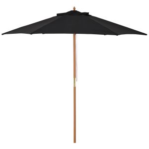 Chapéu de sol madeira, bambú e poliéster preto ø250x230 cm