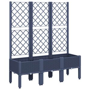 vidaXL jardinera con enrejado pp azul gris 120x40x142 cm