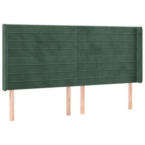vidaXL cabeceira de veludo com encosto alto verde escuro 203x16x118/128 cm