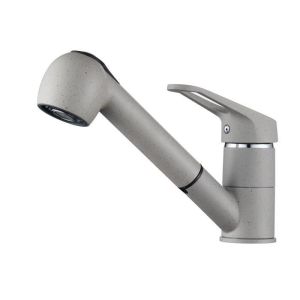 Torneira de cozinha giratória 180 ° misturadora de cozinha cinza com spray