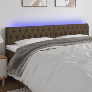 Cabeceira de cama c/ luzes LED tecido 180x7x78/88 cm castanho ptob2221