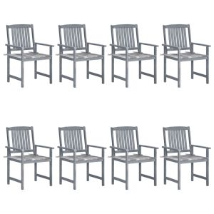 Cadeiras de jardim c/ almofadões 8 pcs acácia maciça cinzento