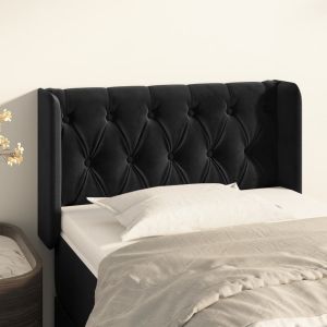 Cabeceira de cama c/ abas veludo 83x16x78/88 cm preto ptob6131