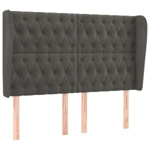 vidaXL cabecero con orejas de terciopelo gris oscuro 163x23x118/128 cm