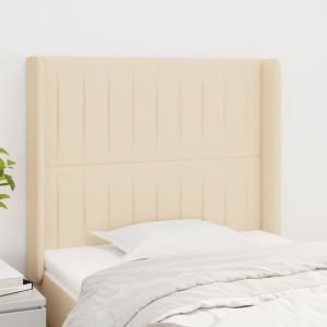 Cabeceira de cama c/ abas tecido 93x16x118/128 cm creme