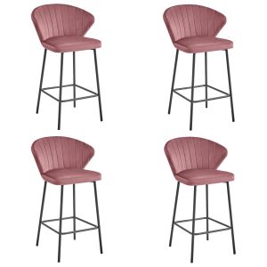 Valora banquetas gatta veludo rosa escuro cozinha x4