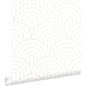 Estahome papel de parede motivo art deco brancoedourado 53 cm x 10.05 m
