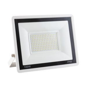 Holofote LED 100w 8.000lm 6000ºk ip66 regulável 60.000h acabamento branco