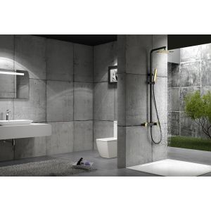 Conjunto chuveiro monocomando suécia preto ouro brilhante-imex