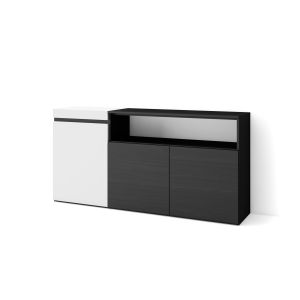 Aparador sala de jantar, 150x75x35cm, branco e preto rf2504