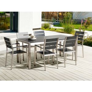 Conjunto de refeição de jardim 6 lugares vernio preto/prateado