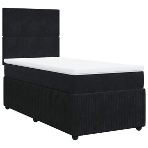 vidaXL cama box spring con colchón terciopelo negro 80x200 cm