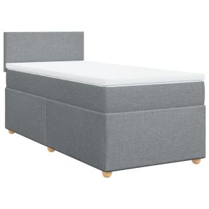 vidaXL cama box spring con colchón tela gris claro 90x200 cm