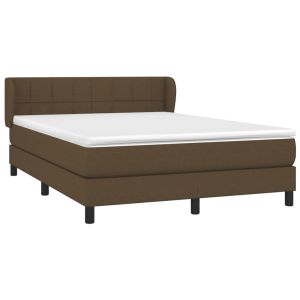 vidaXL cama box spring con colchón tela marrón oscuro 140x190 cm