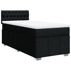 vidaXL cama box spring con colchón tela negro 90x200 cm