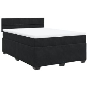 vidaXL cama box spring con colchón terciopelo negro 160x200 cm