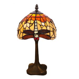 Abajur de mesa com base em formato tiffany, série belle amber, 20 cm de ø.