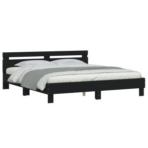 vidaXL estructura cama LED sin colchón cuero sintético negro 180x200cm