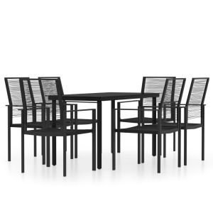 vidaXL juego de comedor para jardín 7 piezas negro