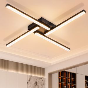 Nettlife LED plafon  plafon preto 20w metal cristal moderno 3000k