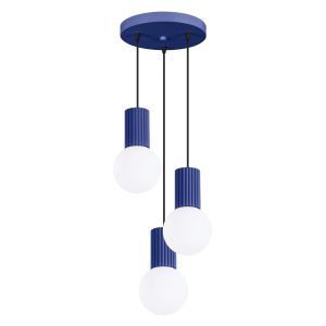 Luminária pendente halo 3 ultramarino alumínio/vidro 25x125x25cm