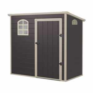 Abrigo de jardim em resina 111x191x195 cm (2.12 m²) flat roof cinzento