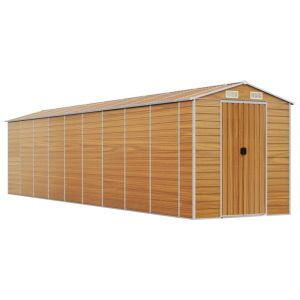 Abrigo de jardim 191x810x198 cm aço galvanizado castanho-claro