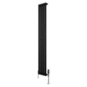 Radiador de coluna simples oval com válvulas – 1600 mm x 240 mm – preto