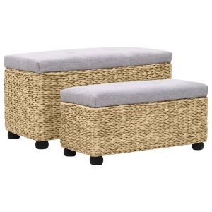 vidaXL juego de bancos 2 piezas  marina gris