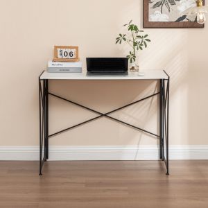 Mesa de escritório dobrável mdf branco 75x99x50cm