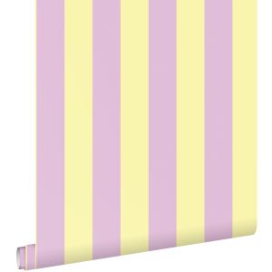 Estahome papel de parede riscas amarelo pasteleroxo lilás 53 cm x 10.05 m