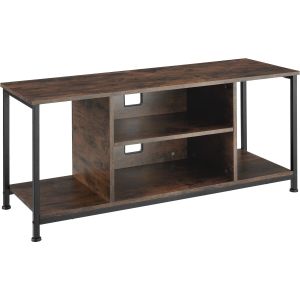 Mueble bajo tv, 4 prateleiras fijos e uno ajustável, madeira oscura