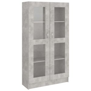 vidaXL vitrina de madera contrachapada gris hormigón 82,5x30,5x150cm