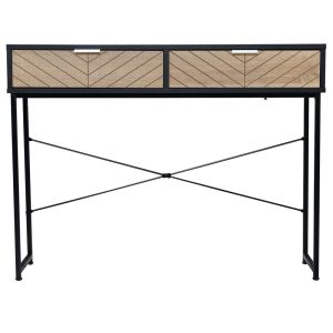 Mesa consola 100x30x75 cm metal e aglomerado de madeira bicolor Homcom