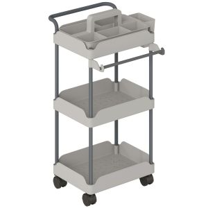 Carrinho auxiliar com roda 42x42,5x76 cm metal e plástico color gris Homcom