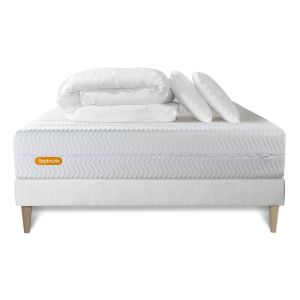 Conjunto completo de cama - colchão 200x200 cm + estrado de molas com ripas