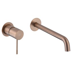 Misturador monocomando embutido oro rosa em aço e latão