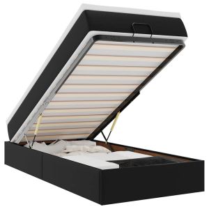 vidaXL estructura cama otomana colchón cuero sintético negra 90x190 cm