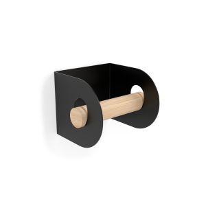 Porta-papel higiênico 4111, adesivo, para banheiro, em aço creme e madeira