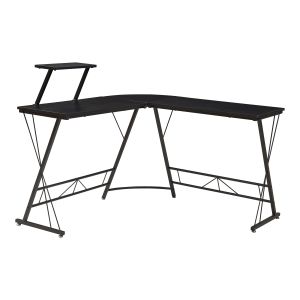 Escritorio Yremso con prateleira forma de l 122x122x98cm - negro [en.casa]